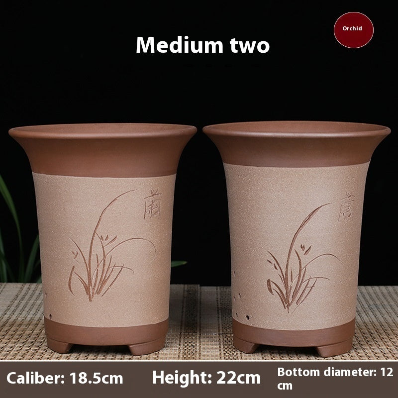 Oversized Purple Sand Orchid Pots Stone Floor Planter Collection