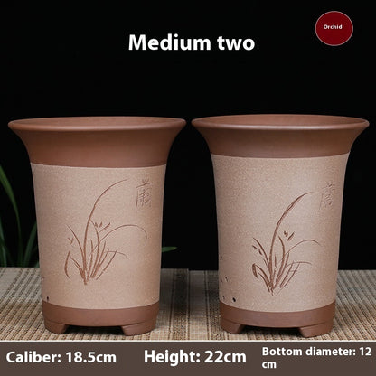 Oversized Purple Sand Orchid Pots Stone Floor Planter Collection