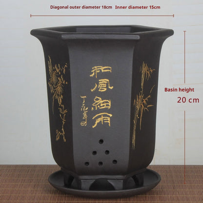 Universal Oversized Purple Sand Planter  Stone Floor Flower Pot