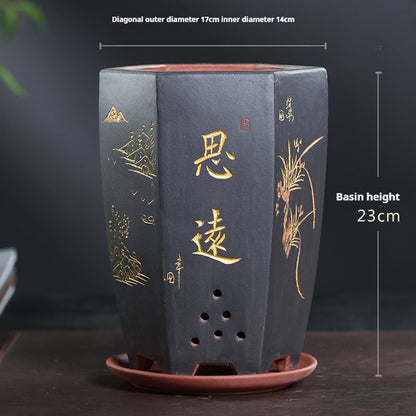 Universal Oversized Purple Sand Planter  Stone Floor Flower Pot