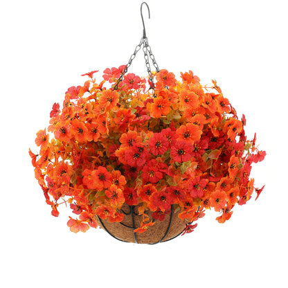Outdoor Hanging Basket with Artificial Flowers for Garden Decoration
