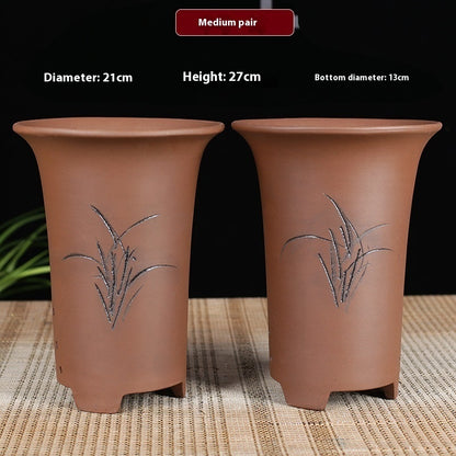 Oversized Purple Sand Orchid Pots Stone Floor Planter Collection