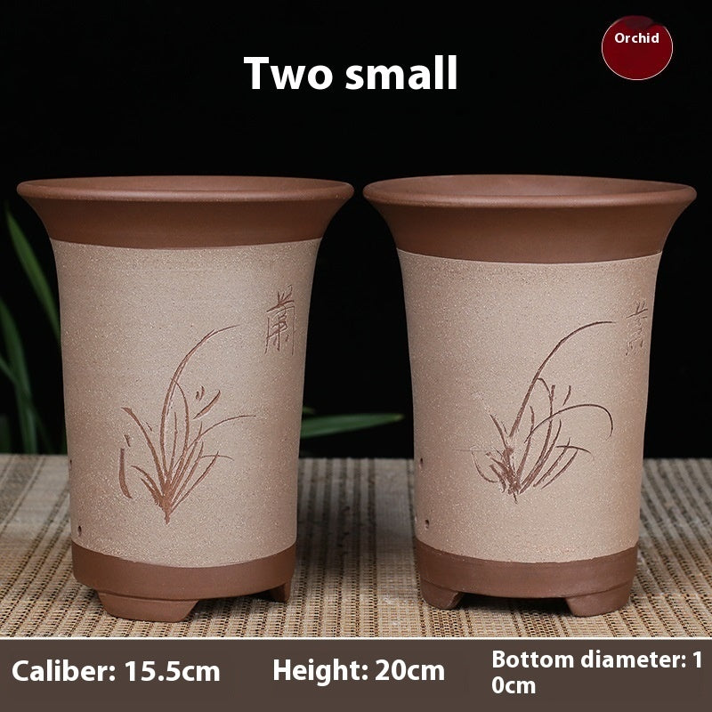 Oversized Purple Sand Orchid Pots Stone Floor Planter Collection
