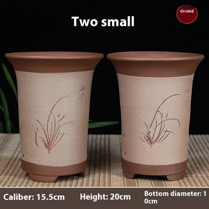Oversized Purple Sand Orchid Pots Stone Floor Planter Collection
