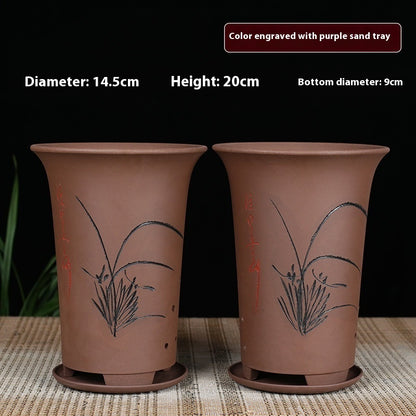 Oversized Purple Sand Orchid Pots Stone Floor Planter Collection