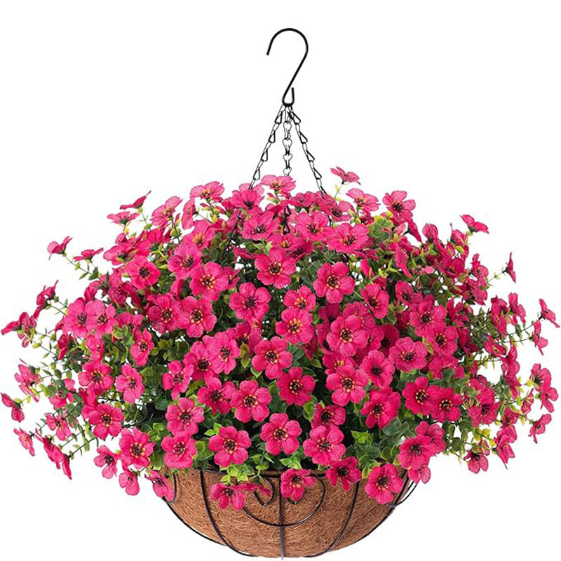Outdoor Hanging Basket with Artificial Flowers for Garden Decoration