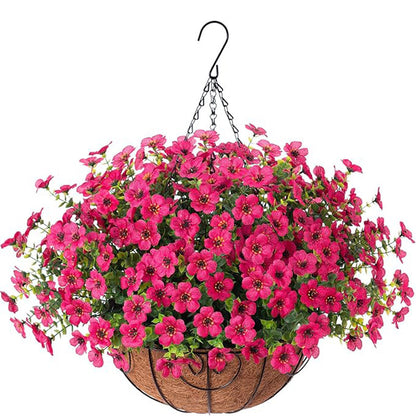 Outdoor Hanging Basket with Artificial Flowers for Garden Decoration