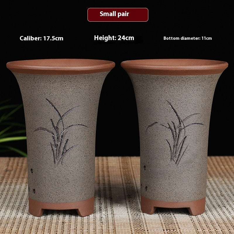Oversized Purple Sand Orchid Pots Stone Floor Planter Collection