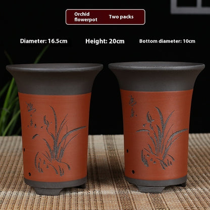 Oversized Purple Sand Orchid Pots Stone Floor Planter Collection
