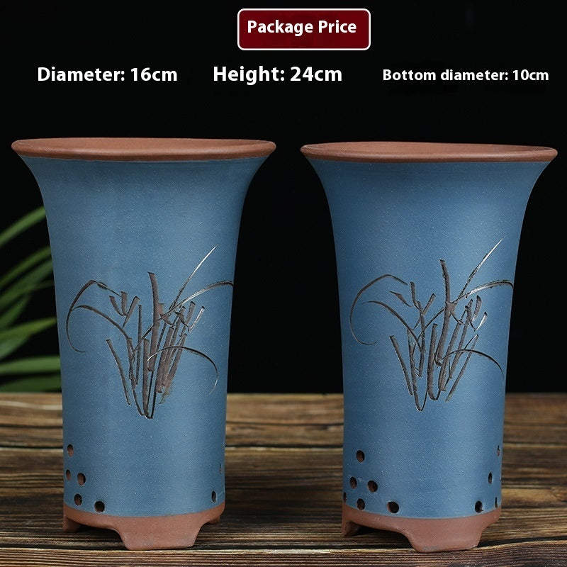 Oversized Purple Sand Orchid Pots Stone Floor Planter Collection