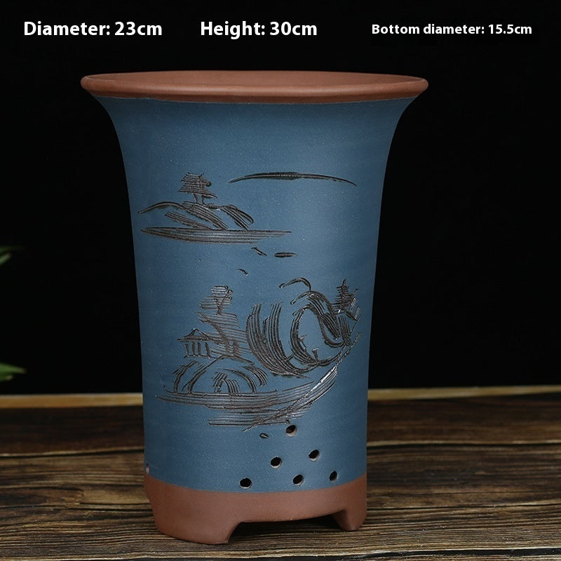 Oversized Purple Sand Orchid Pots Stone Floor Planter Collection