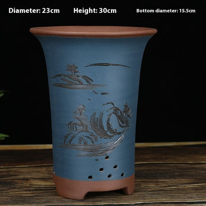 Oversized Purple Sand Orchid Pots Stone Floor Planter Collection