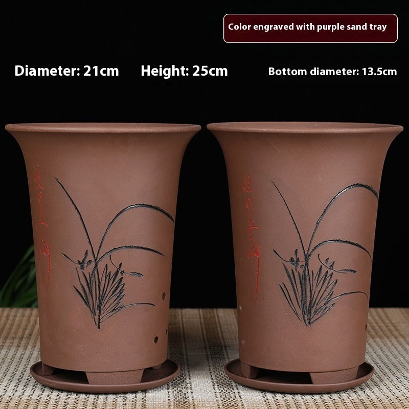 Oversized Purple Sand Orchid Pots Stone Floor Planter Collection