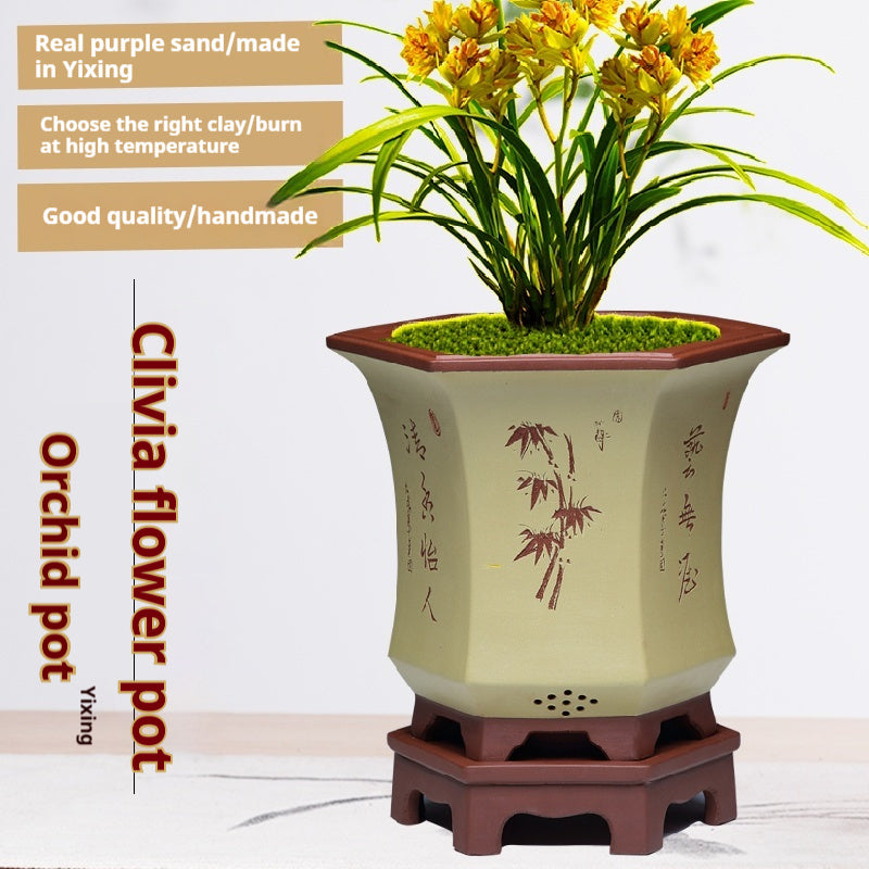 Ethnic Style Medium Purple Sand Planter  Stone Chita Pot