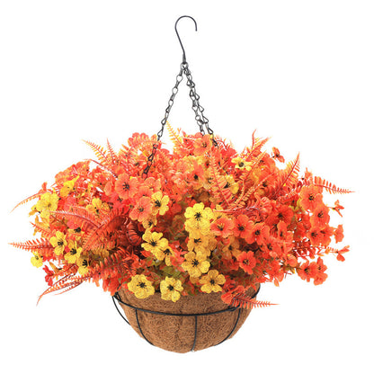 Outdoor Hanging Basket with Artificial Flowers for Garden Decoration
