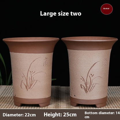 Oversized Purple Sand Orchid Pots Stone Floor Planter Collection