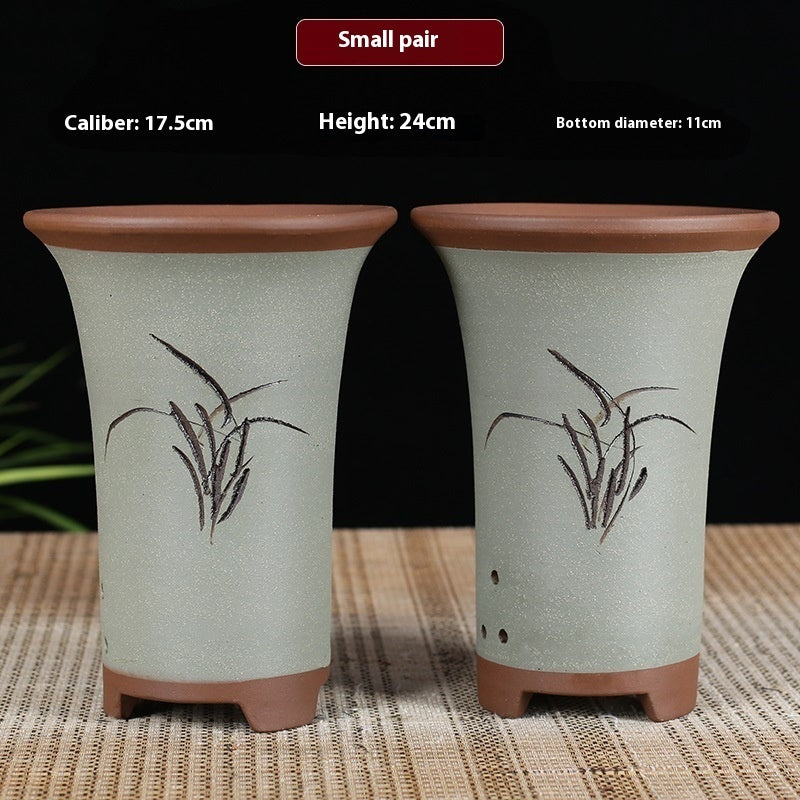 Oversized Purple Sand Orchid Pots Stone Floor Planter Collection