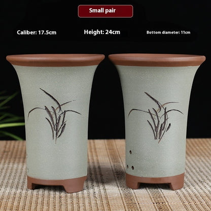 Oversized Purple Sand Orchid Pots Stone Floor Planter Collection