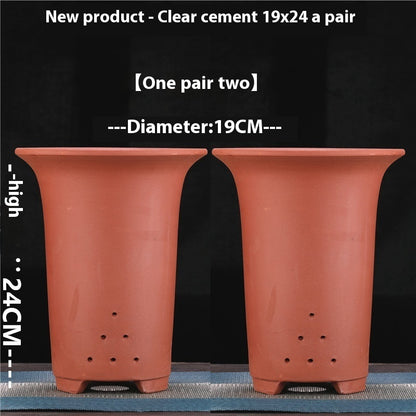 Large Glazed Stone Flower Pot with Purple Clay Pattern