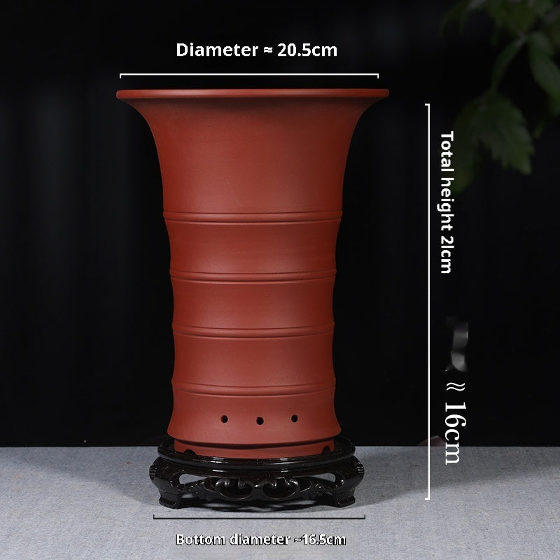 Ethnic Style Stone Planter Lotus & Bamboo Floor Pot