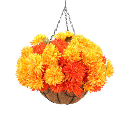 Outdoor Hanging Basket with Artificial Flowers for Garden Decoration