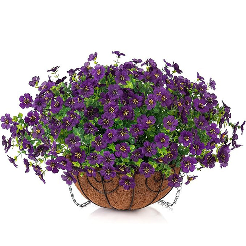 Outdoor Hanging Basket with Artificial Flowers for Garden Decoration
