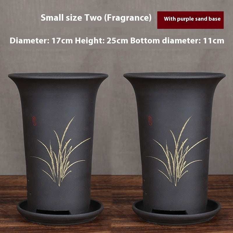 Oversized Purple Sand Orchid Pots Stone Floor Planter Collection