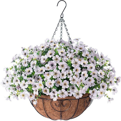Outdoor Hanging Basket with Artificial Flowers for Garden Decoration