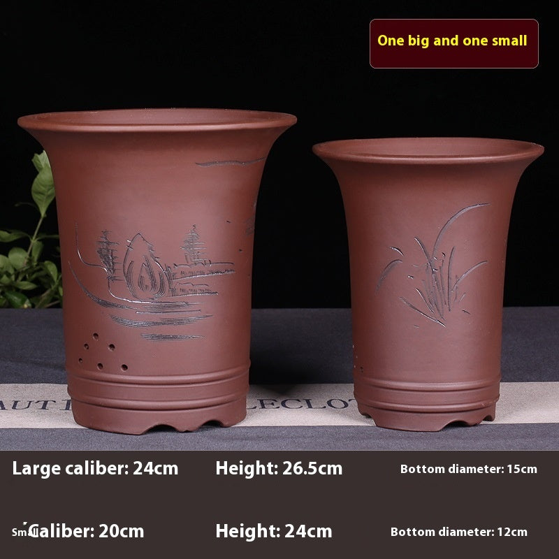 Oversized Purple Sand Orchid Pots Stone Floor Planter Collection