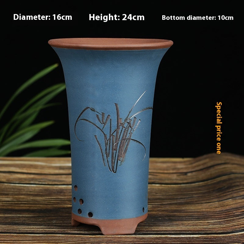 Oversized Purple Sand Orchid Pots Stone Floor Planter Collection