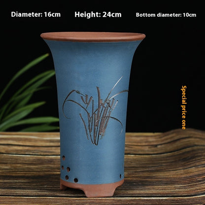 Oversized Purple Sand Orchid Pots Stone Floor Planter Collection