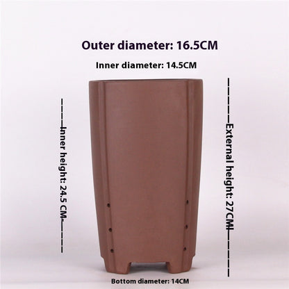 Large Glazed Stone Flower Pot with Purple Clay Pattern
