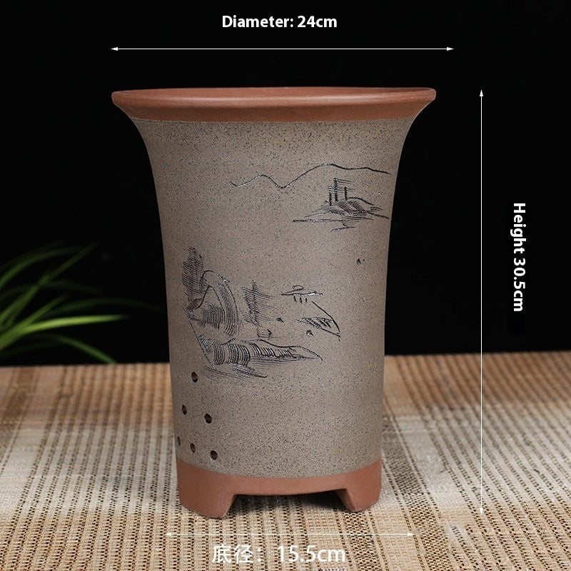 Oversized Purple Sand Orchid Pots Stone Floor Planter Collection