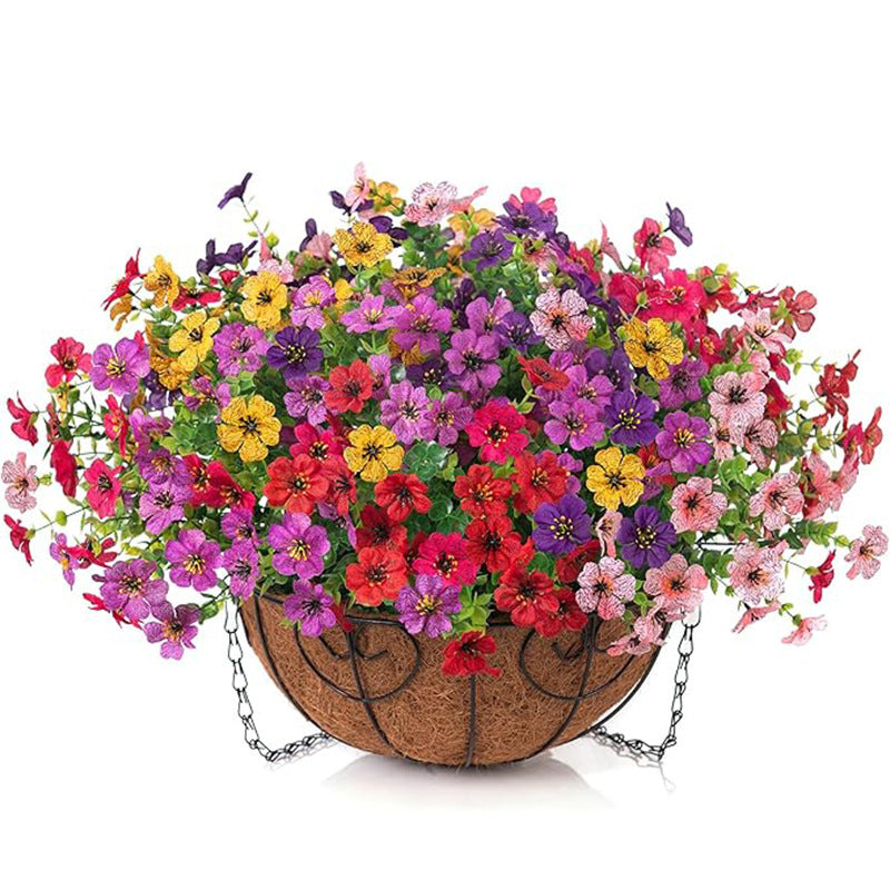 Outdoor Hanging Basket with Artificial Flowers for Garden Decoration