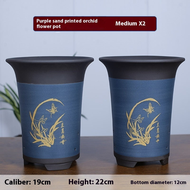 Oversized Purple Sand Orchid Pots Stone Floor Planter Collection