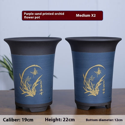 Oversized Purple Sand Orchid Pots Stone Floor Planter Collection