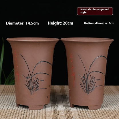 Oversized Purple Sand Orchid Pots Stone Floor Planter Collection