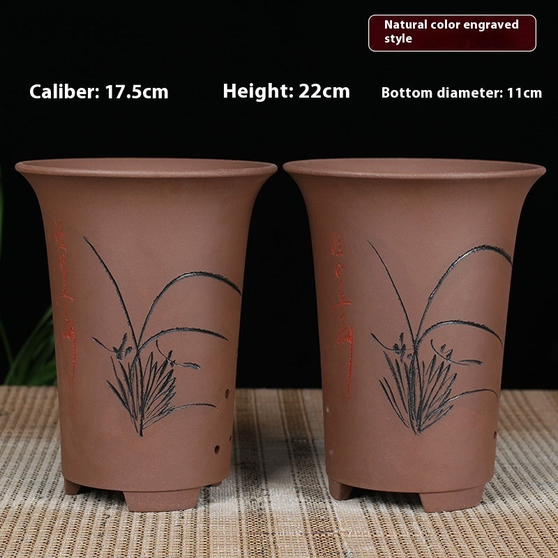 Oversized Purple Sand Orchid Pots Stone Floor Planter Collection