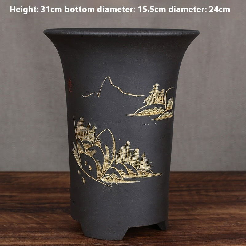 Oversized Purple Sand Orchid Pots Stone Floor Planter Collection