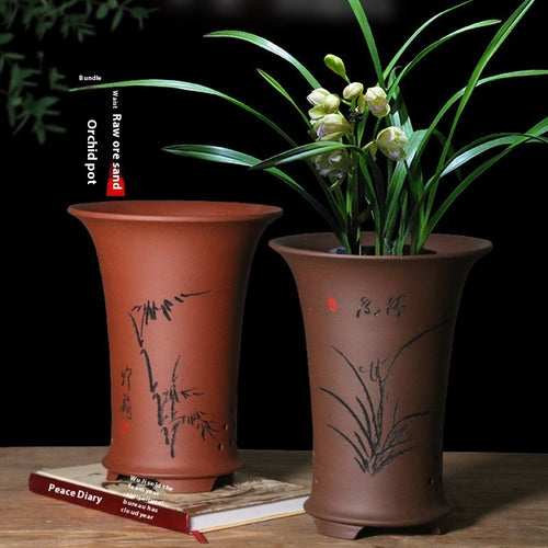 Retro Simple Ceramic Stone Planter Pot for Home & Office