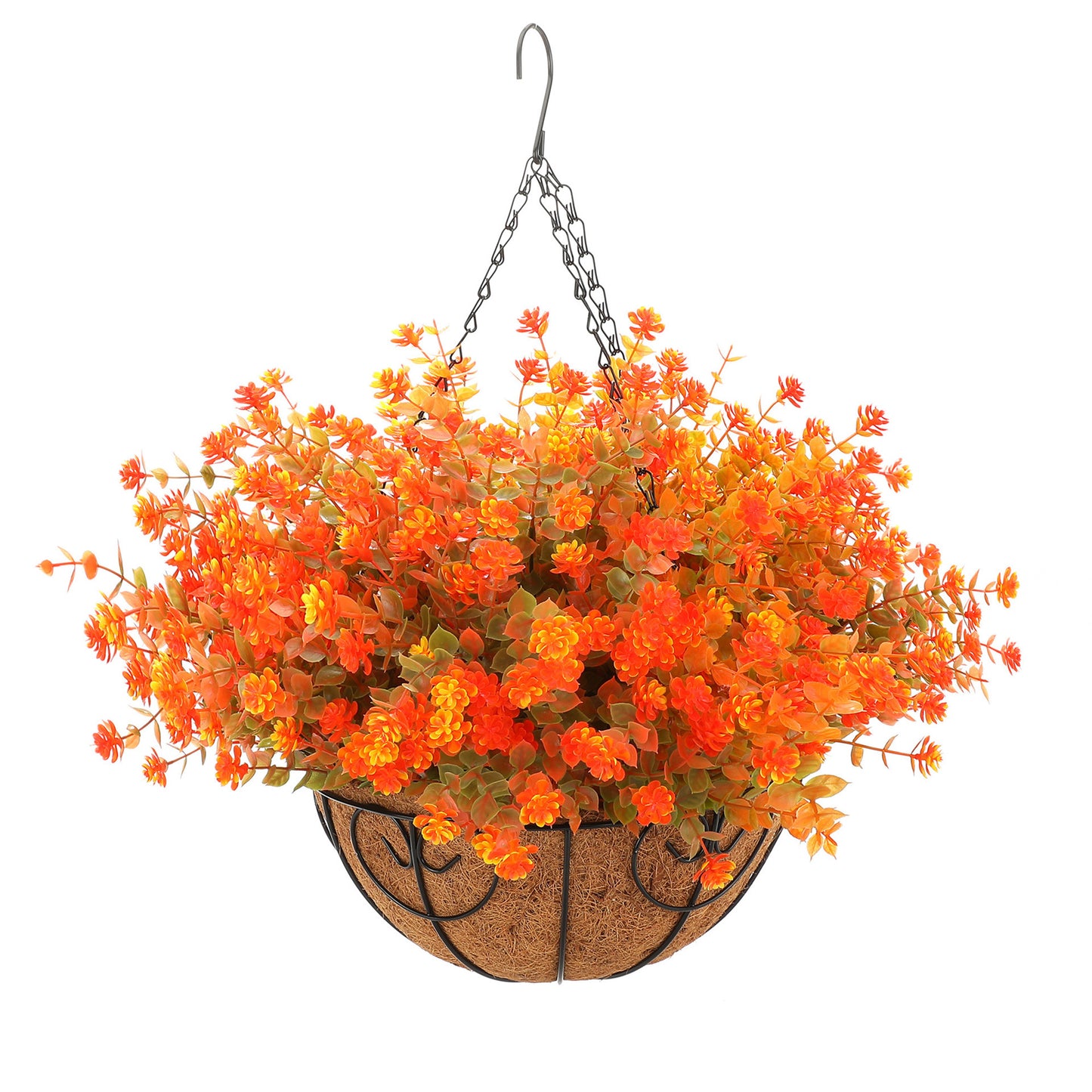 Outdoor Hanging Basket with Artificial Flowers for Garden Decoration