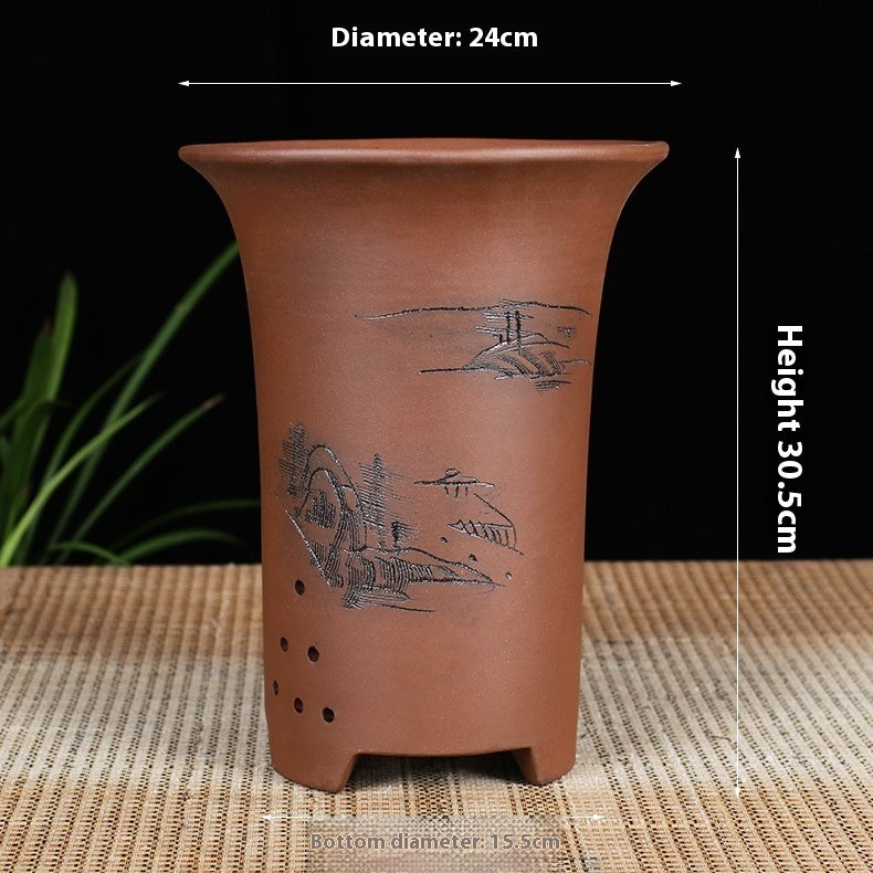 Oversized Purple Sand Orchid Pots Stone Floor Planter Collection