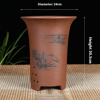 Oversized Purple Sand Orchid Pots Stone Floor Planter Collection