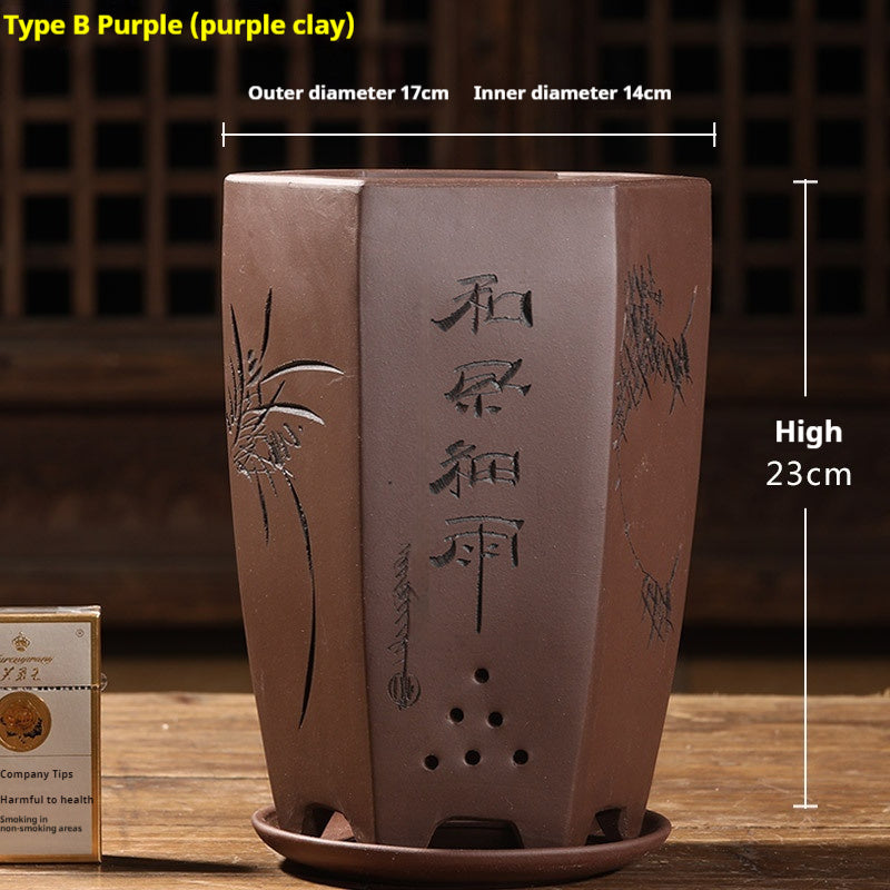 Universal Oversized Purple Sand Planter  Stone Floor Flower Pot