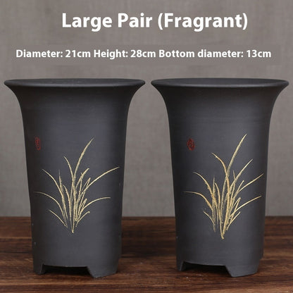 Oversized Purple Sand Orchid Pots Stone Floor Planter Collection