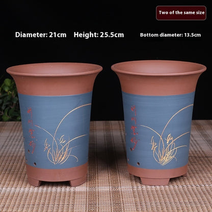 Oversized Purple Sand Orchid Pots Stone Floor Planter Collection