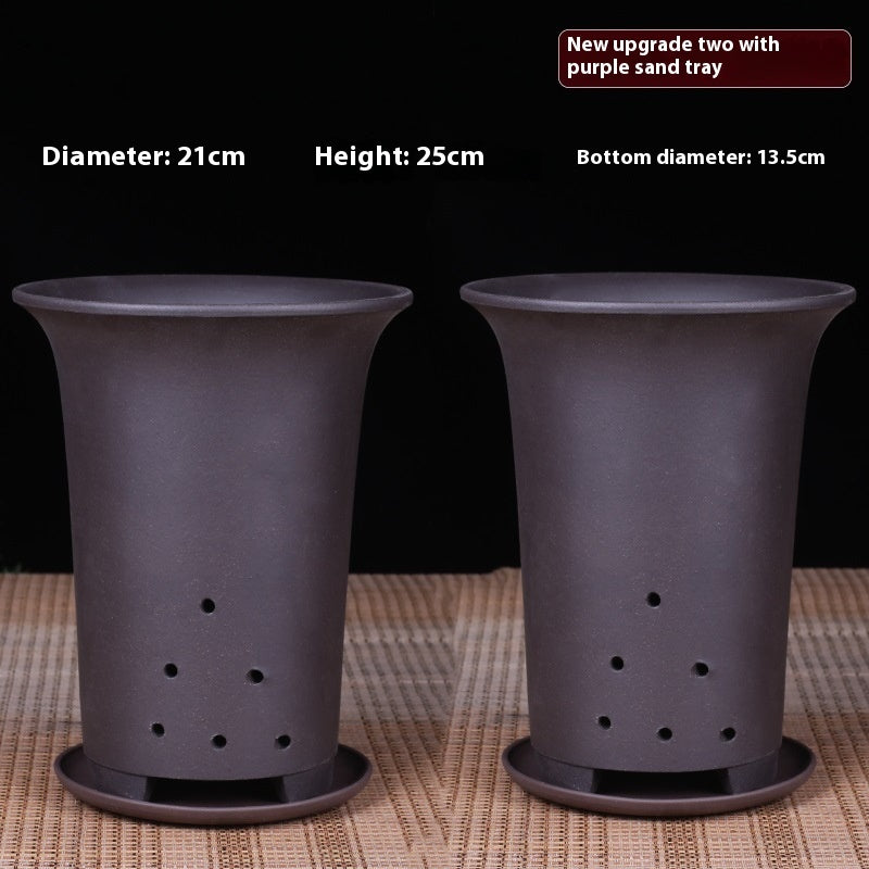 Oversized Purple Sand Orchid Pots Stone Floor Planter Collection