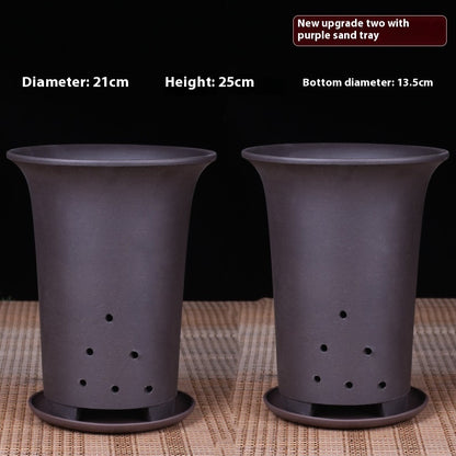 Oversized Purple Sand Orchid Pots Stone Floor Planter Collection