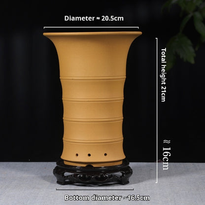Ethnic Style Stone Planter Lotus & Bamboo Floor Pot