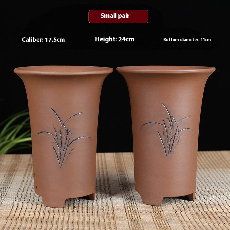 Oversized Purple Sand Orchid Pots Stone Floor Planter Collection